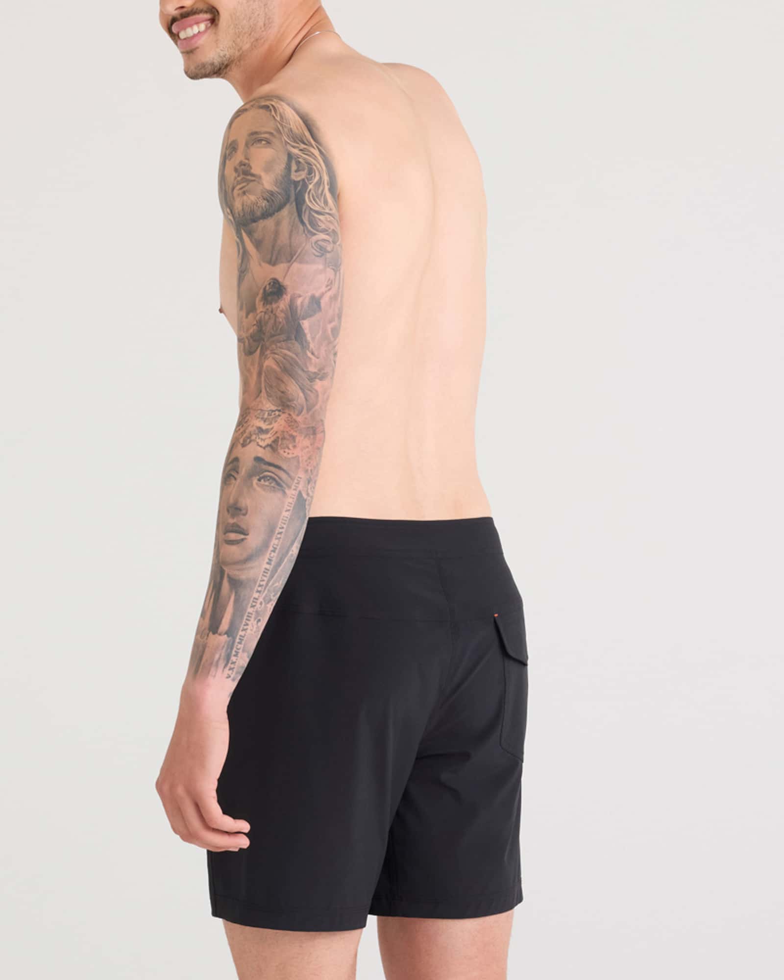 Back - Model wearing Betawave 2N1 Boardie 19" in Black