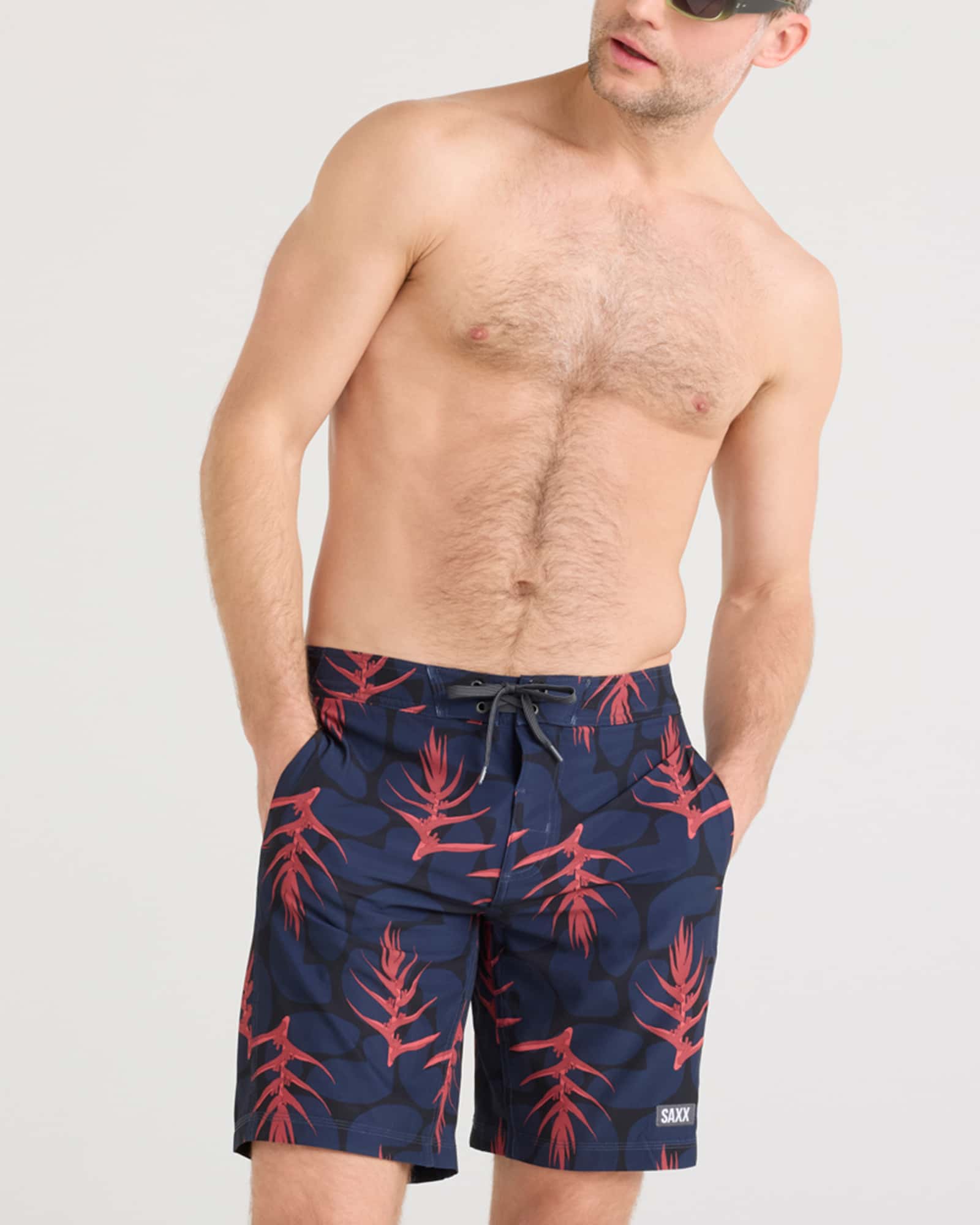 Front - Model wearing Betawave 2N1 Swim Board Short 19" in Wild Ginger Camo-Black