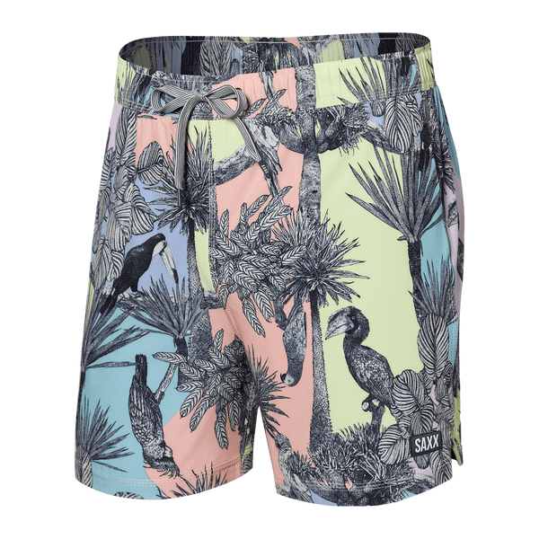 Front of Oh Buoy 2N1 Swim Trunk 5" in Aviary- Multi