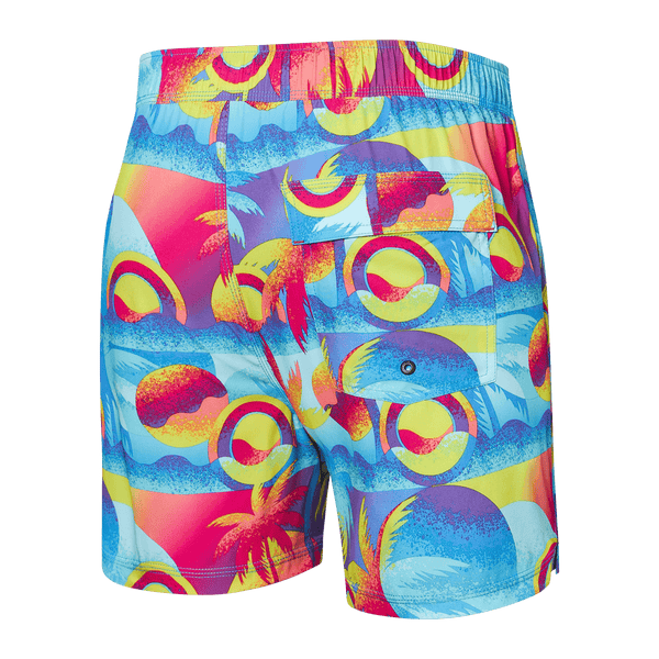 Back of Oh Buoy 2N1 Swim Trunk 5" in Coast 2 Coast- Blue Multi