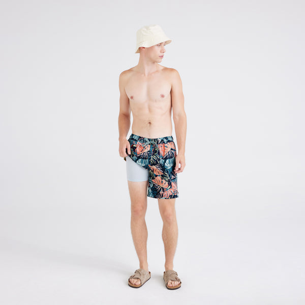 Front - Model wearing  Oh Buoy 2N1 Swim Short Regular in Mr. Phil O. Dendren-Blue