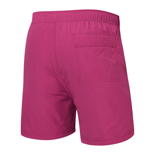 Back of Go Coastal 2N1 Swim Volley 5" Inseam in Magenta