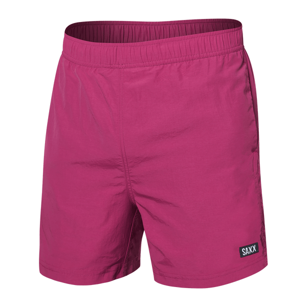 Front of Go Coastal 2N1 Swim Volley 5" Inseam in Magenta