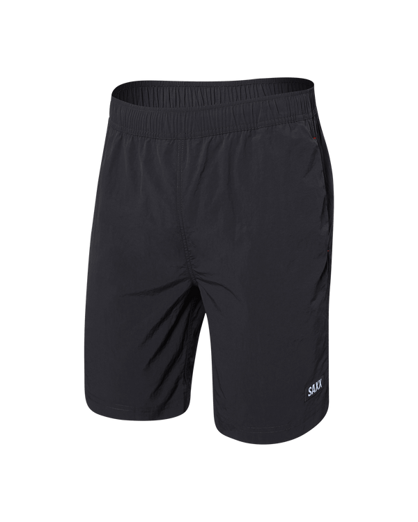 Front of Go Coastal 2N1 Swim Volley Short 7" in Faded Black