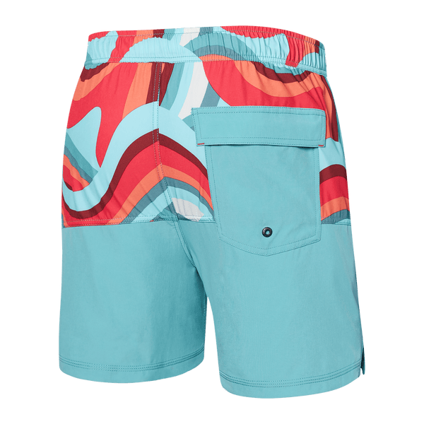 Back of Oh Buoy 2N1 Swim Trunk 5" in Giant Wave/Sea Foam