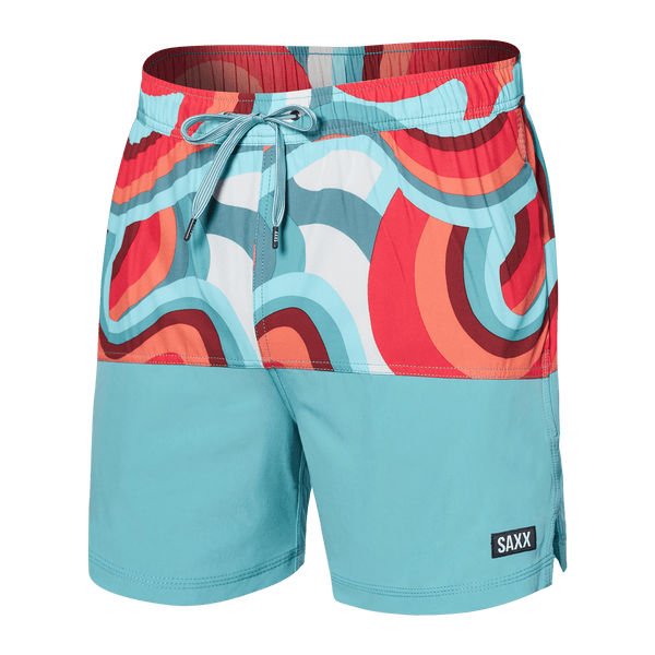 Front of Oh Buoy 2N1 Swim Trunk 5" in Giant Wave/Sea Foam