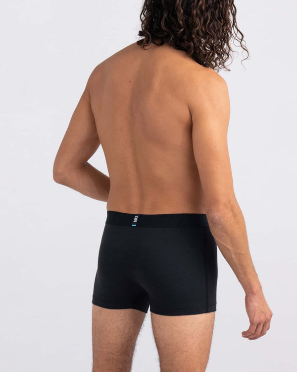 Back - Model wearing Droptemp Cooling Cotton Trunk Fly in Black