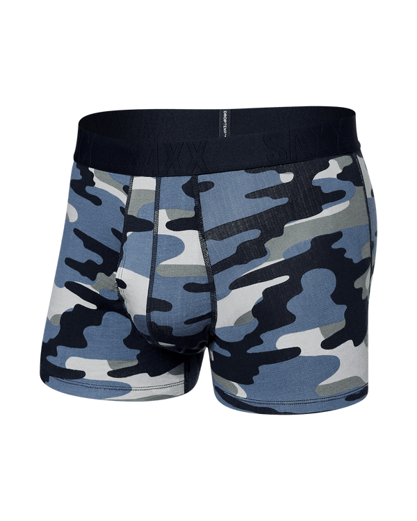 Front of DropTemp Cooling Cotton Trunk in Tidal Camo- Blue