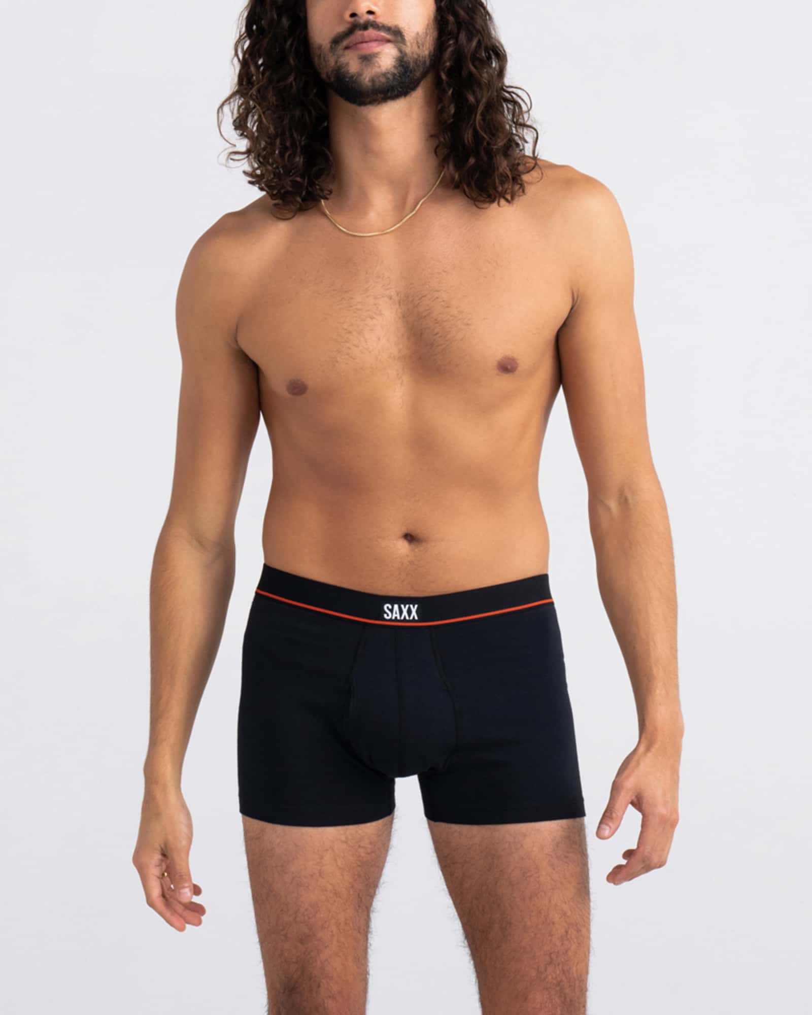 Front - Model wearing Non-Stop Stretch Cotton Trunk Fly in Black