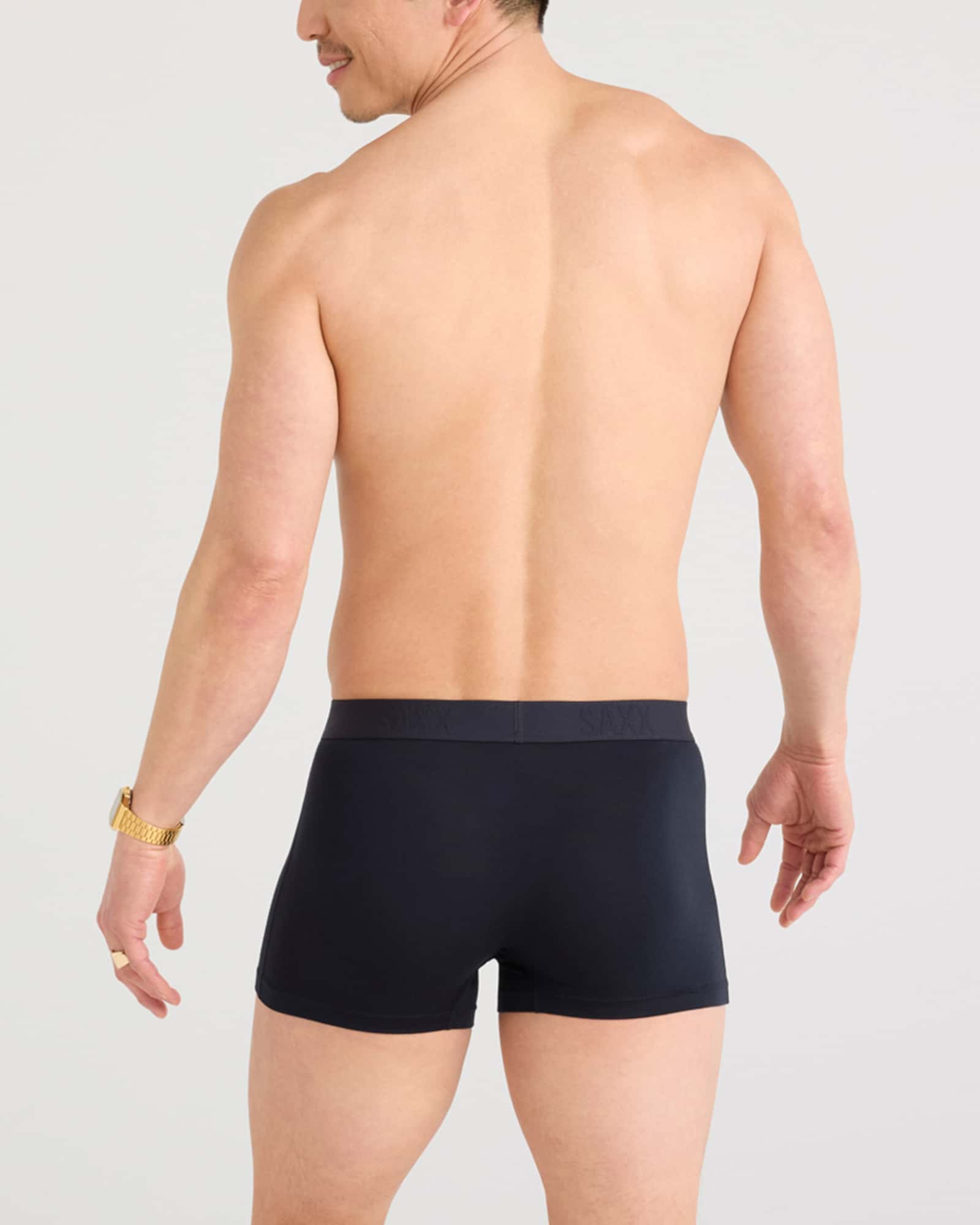 Back - Model wearing Vibe Xtra Trunk Fly 2 Pack in Black