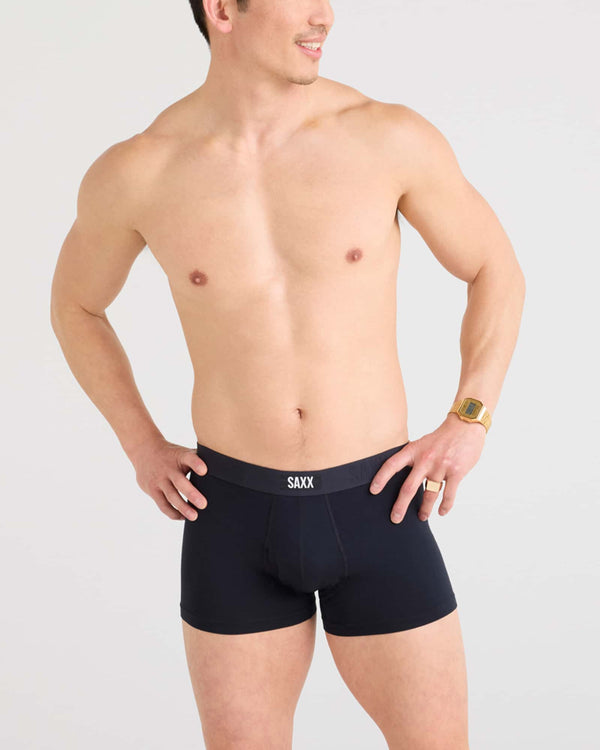 Front - Model wearing Vibe Xtra Trunk Fly 3 Pack in Black