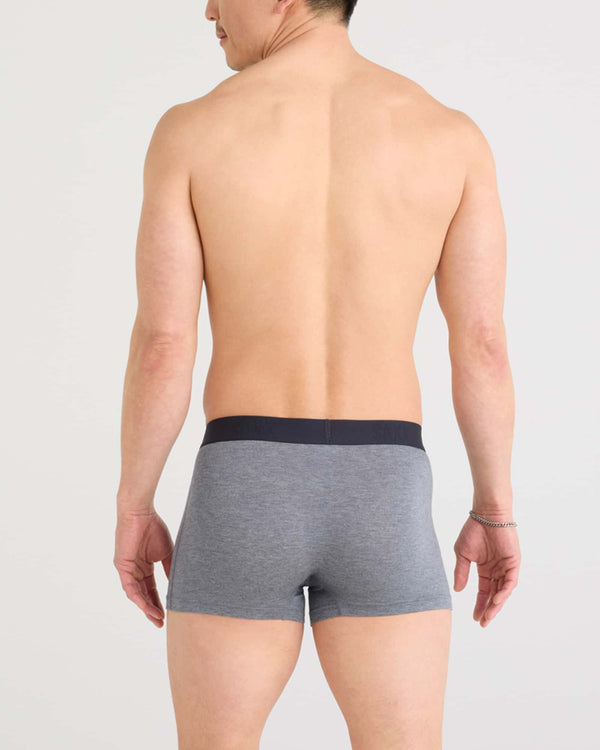 Back - Model wearing Vibe Xtra Trunk Fly 2 Pack in Black/Dark Grey Heather