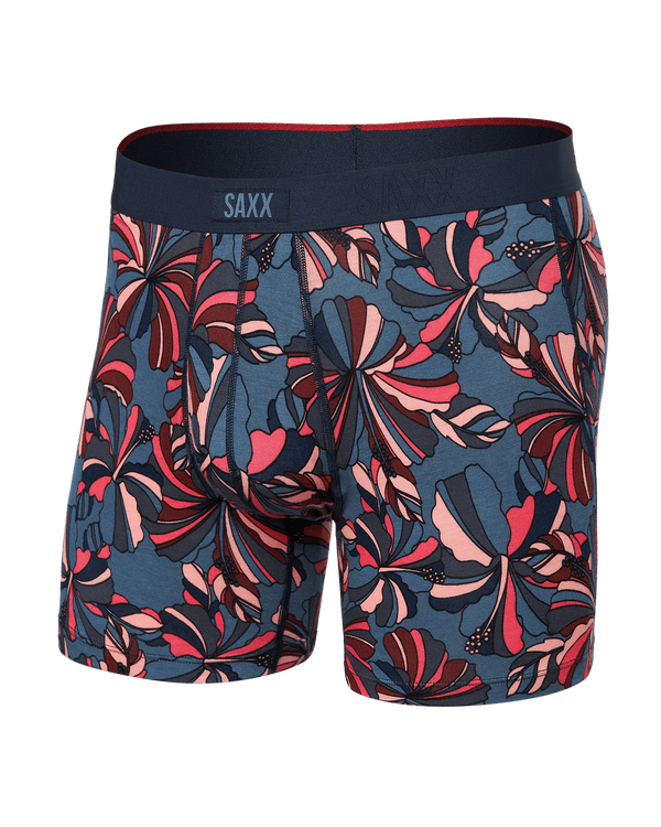 Front of Vibe Xtra Boxer Brief in Flower Pop-Stone Blue