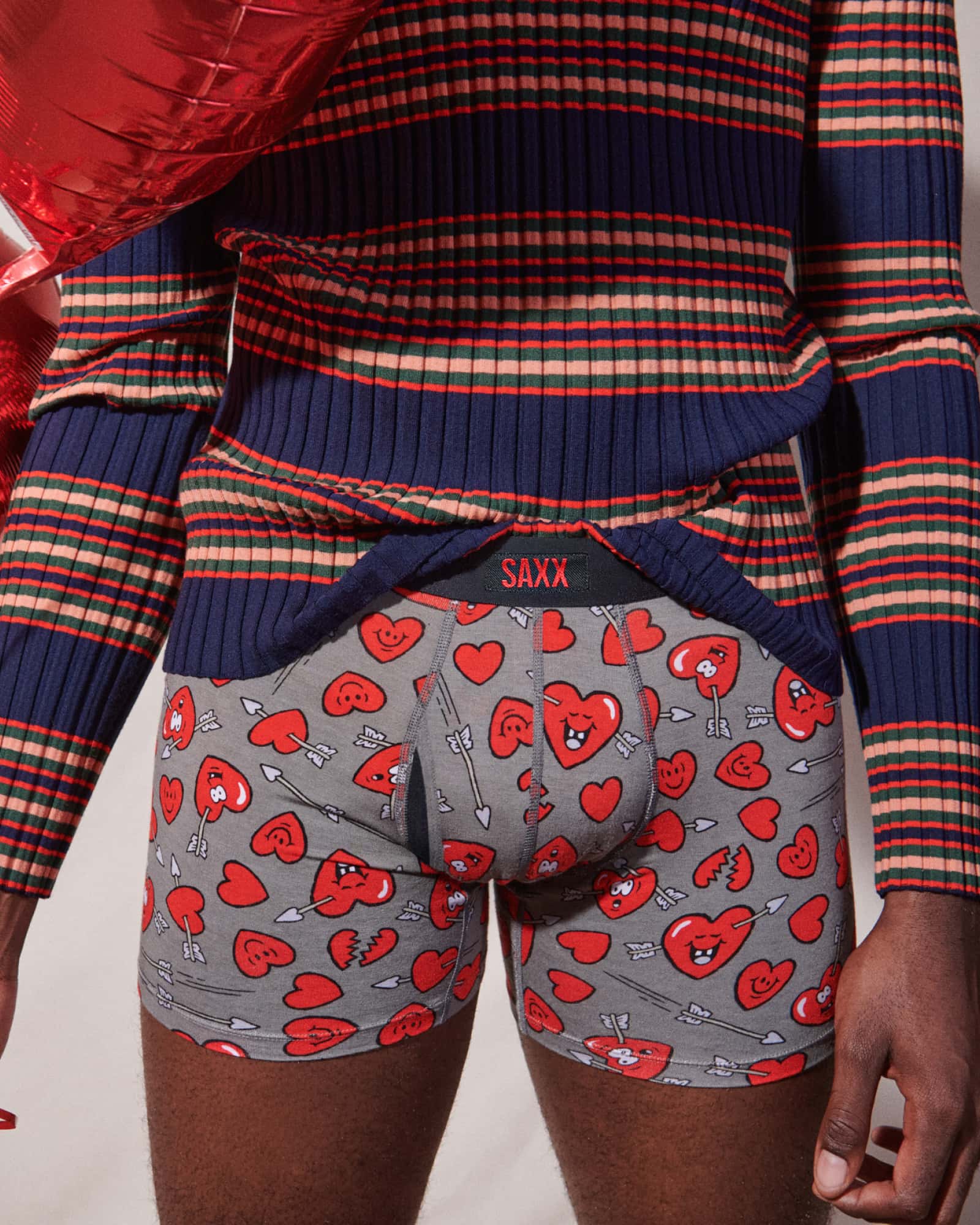 Front - Model wearing Vibe Xtra Boxer Brief Fly in Lovestruck