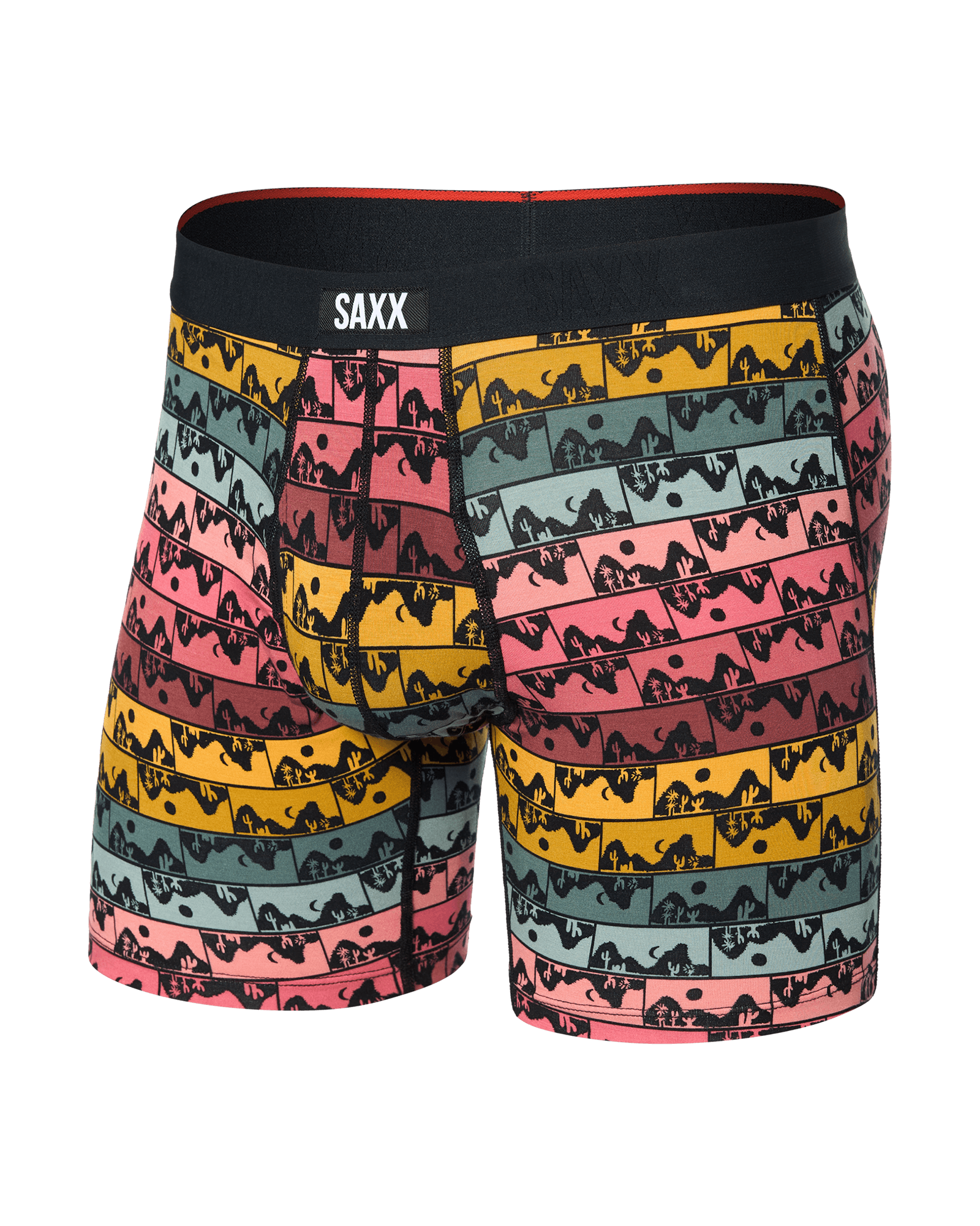 Front of Vibe Xtra Boxer Brief Fly in Mesa Grid-Multi