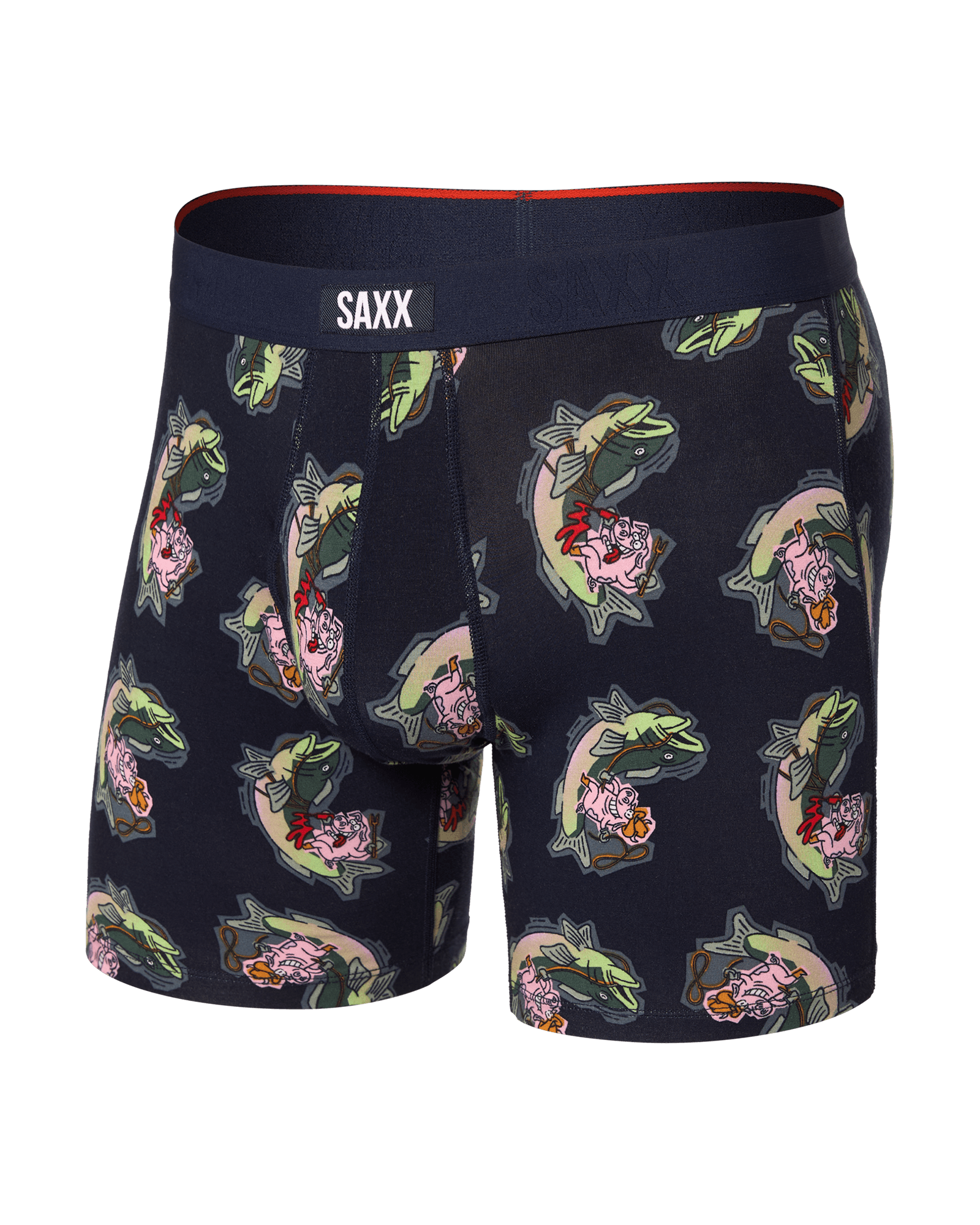 Front of Vibe Xtra Boxer Brief Fly in Surf And Turf-Maritime