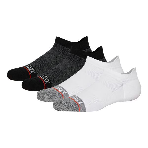 Whole Package 4-Pack Low Show Sock - Black Heather/White | – SAXX ...