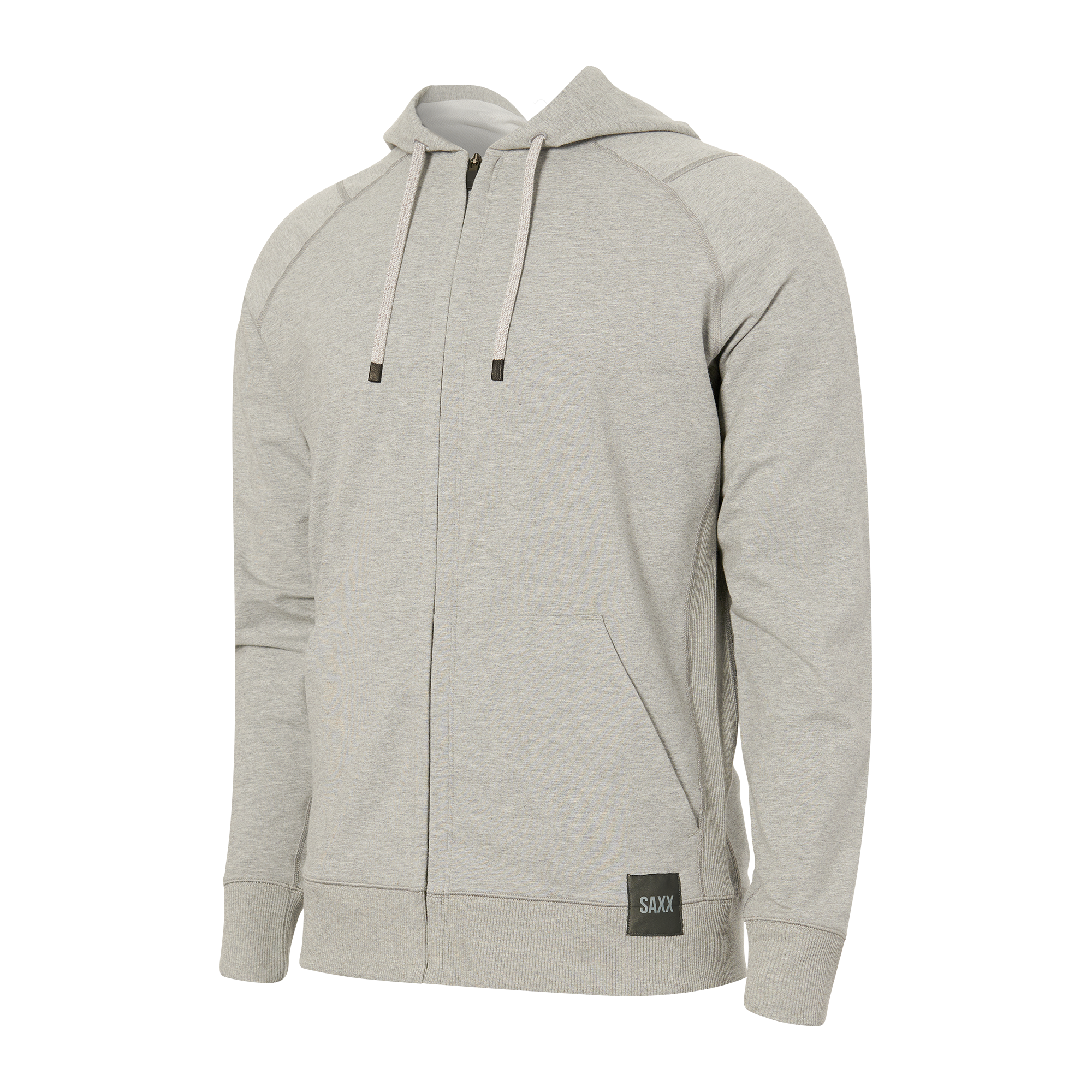 Front of Down Time Lounge Full Zip Hoodie in Grey Heather