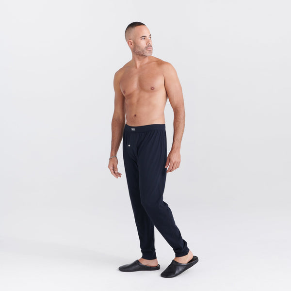 Men's Underwear Bottoms Sexy Mesh See Through Loose Long Pants Lightweight  Sleep Lounge Trouser Black