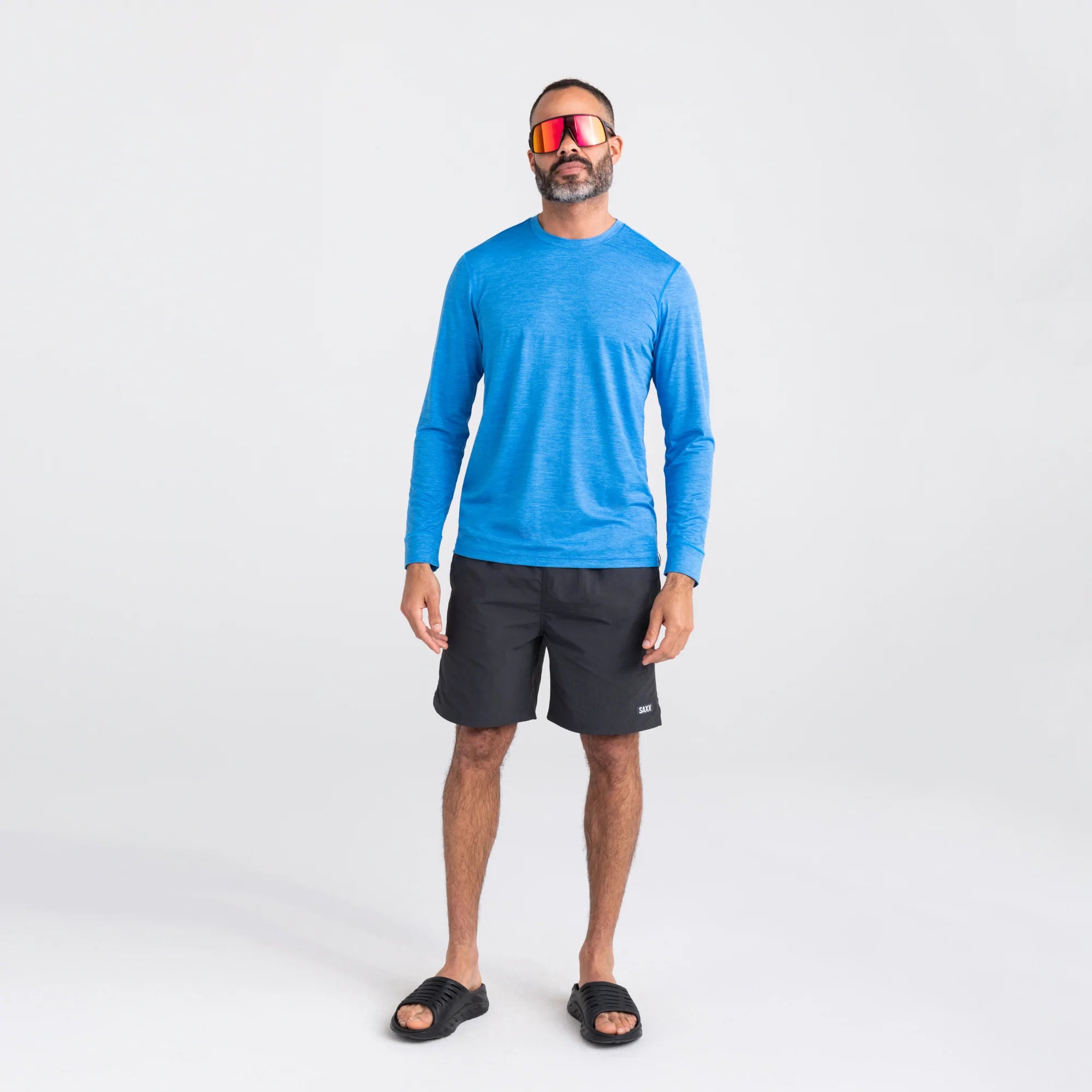 DropTemp™ All Day Cooling Long Sleeve Crew - Racer Blue Heather
