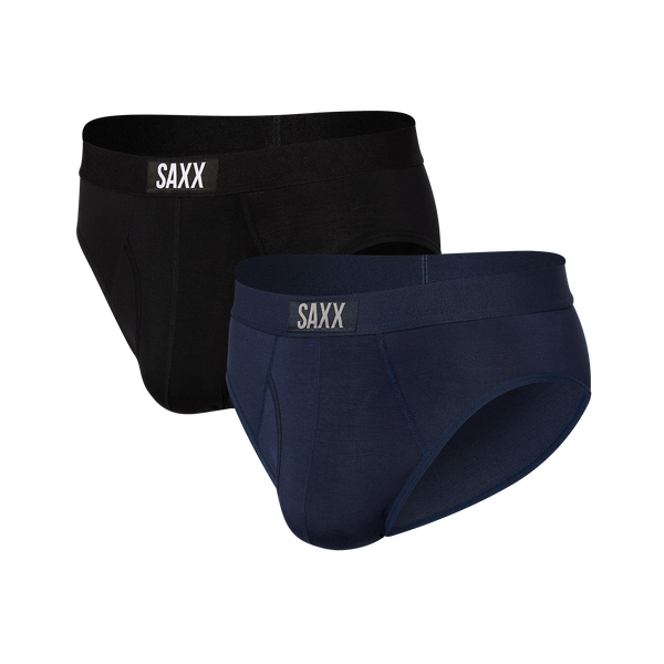 SAXX Men's Underwear - ULTRA Super Soft Briefs with Built-In Pouch Support  - Pack of 2, Black/Navy, X-Small at  Men's Clothing store
